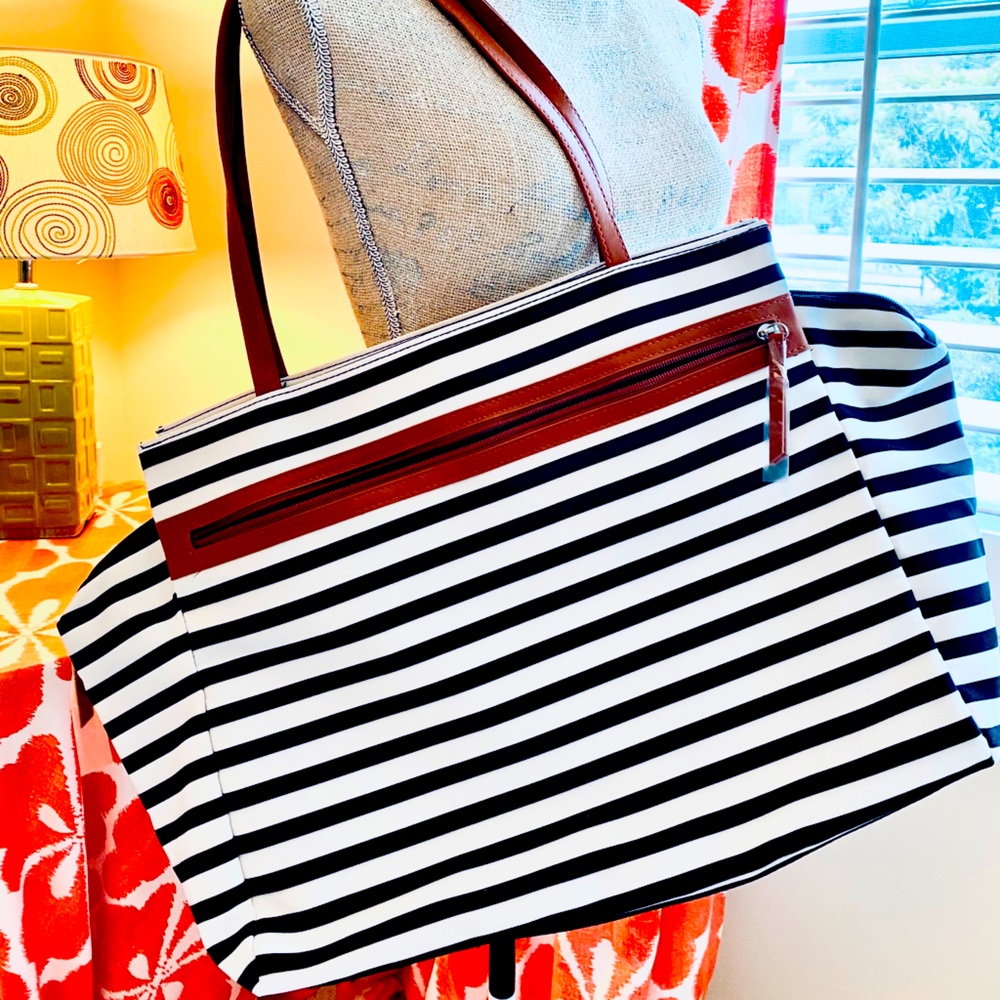 Striped Market Tote oversized